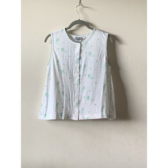 Ev Ltd Tops - Vintage 90s Y2K Jersey Cotton Blend Floral Button Ruffle Trim Tank Vest Top